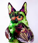 fantasy green owl fox by parparlyla