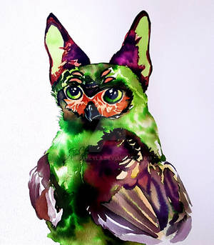 fantasy green owl fox