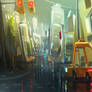 Rainy city speedpaint