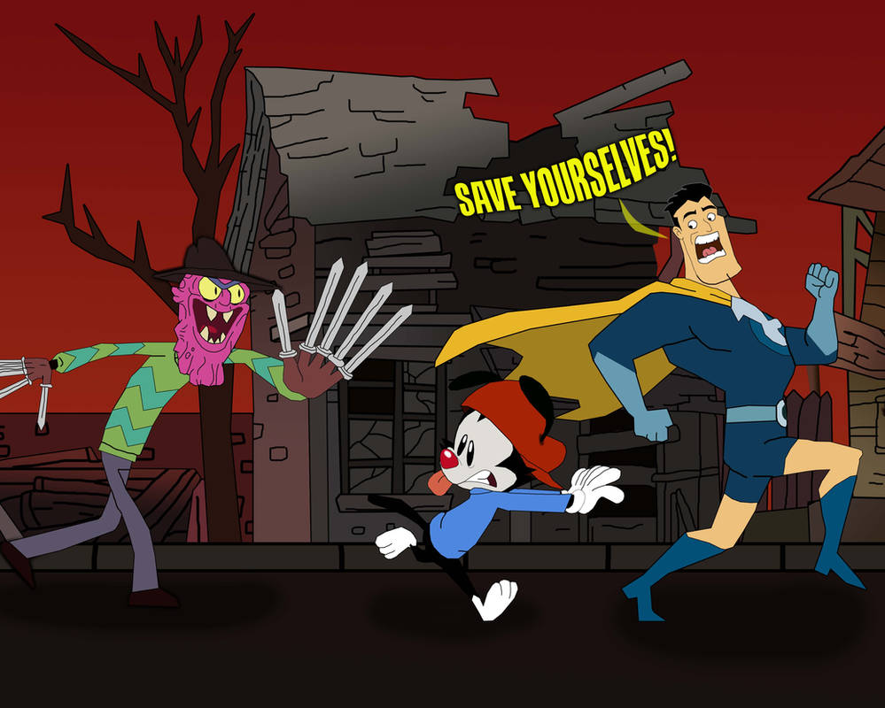 Mini Captain Scary Scary Terry chasing Wakko Warner and Captain Hero by AndrewSS23 on ...