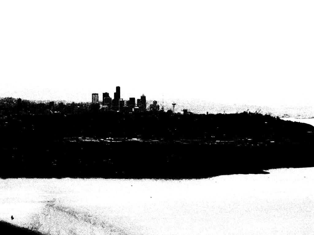 Seattle Black and White Skyline