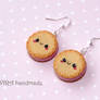 Kawaii cookie earrings with strawberry filling