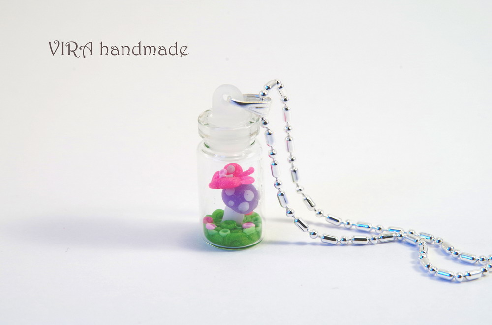 Tiny fairy kei bottle necklace