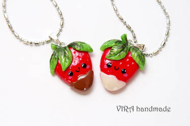 Kawaii Strawberries in Chocolate BF Necklaces