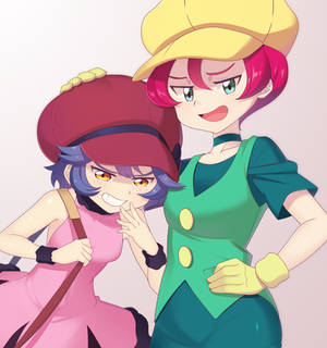 Smug Trainer Girls With Puffy Hats