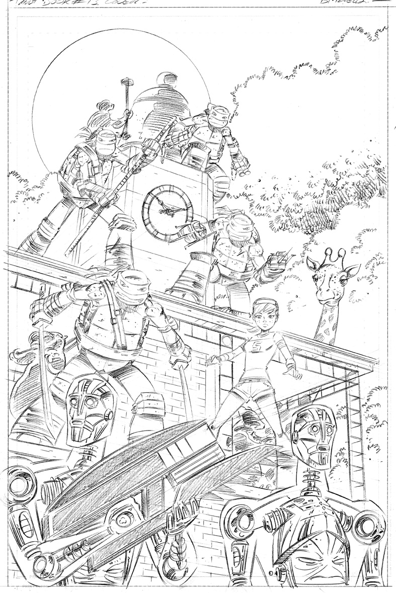 TMNT New Animated Adventures book 13 cover pencils