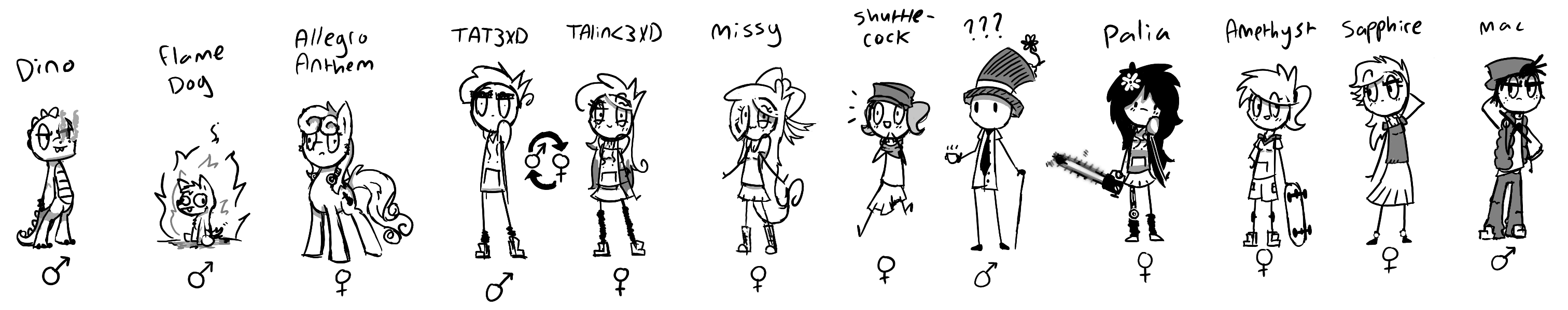 Characters by TAT3XD