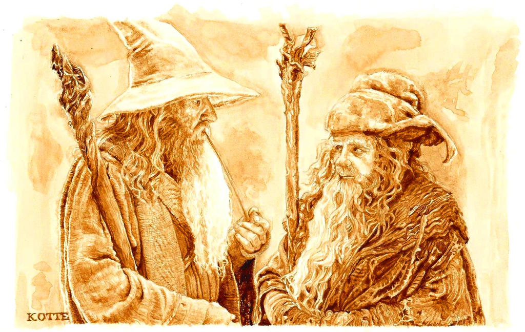 Gandalf and Radagast in coffee by Adnaurian Gandalf and Radagast in coffee by Adnaurian
