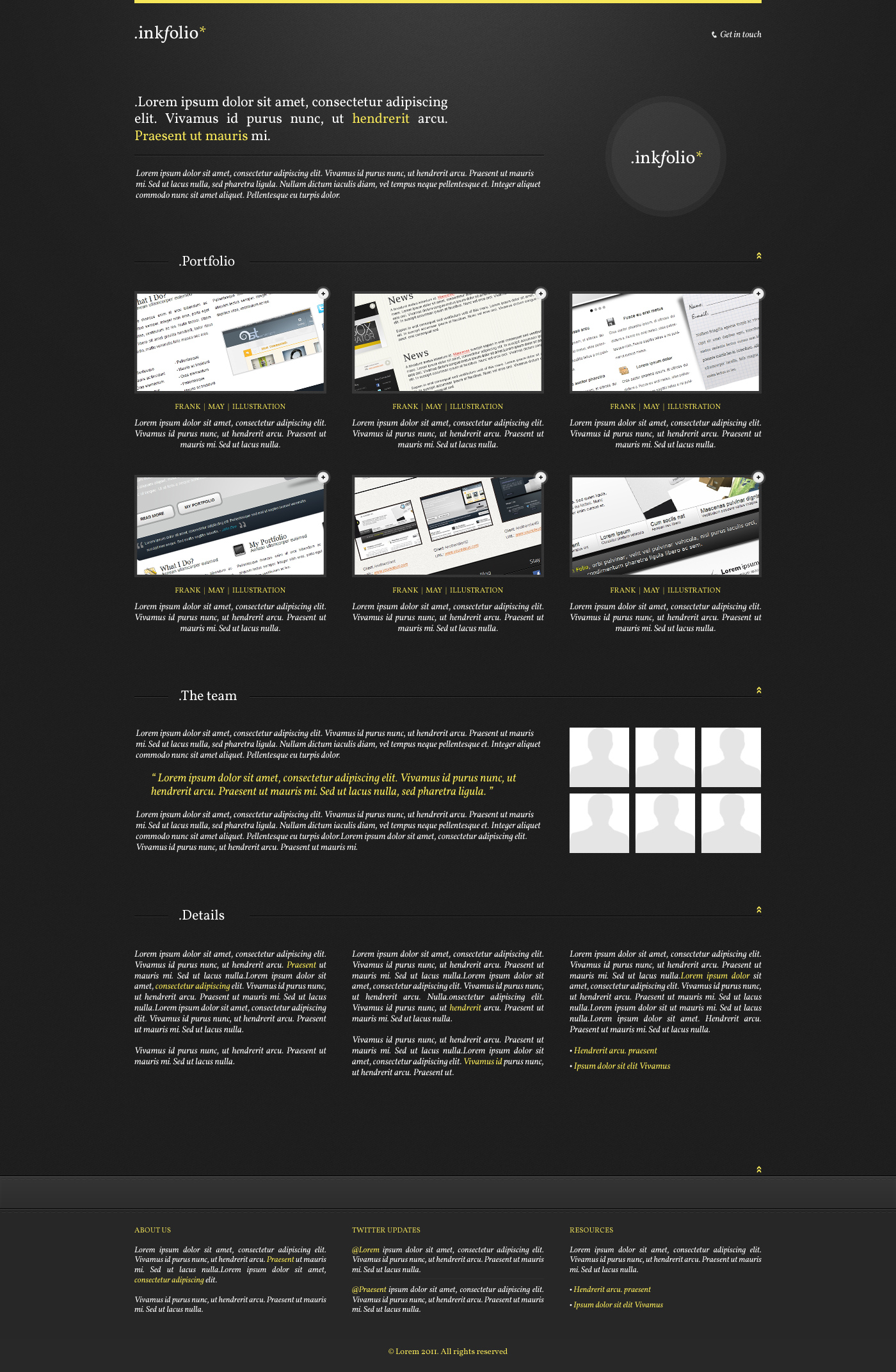 Inkfolio: Free PSD Template