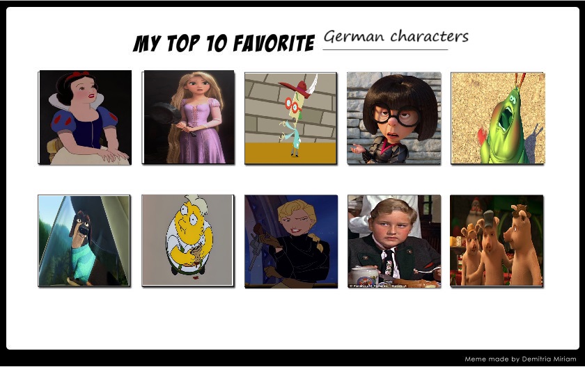 Top 10 German characters by disneyfan108 on DeviantArt