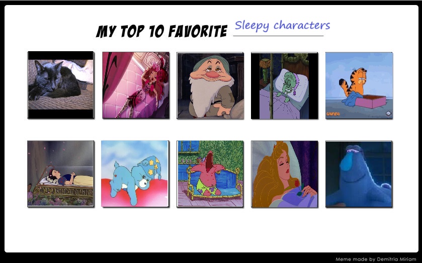 Well Rested Disney Characters Top 10 Sleepy Characters by disneyfan108 on DeviantArt