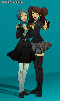 Fuuka and Rise in Persona Q