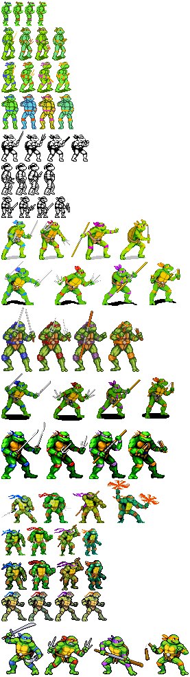 All Teenage Mutant Ninja Turtles Sprites by BiliantoKUSANAGI on DeviantArt