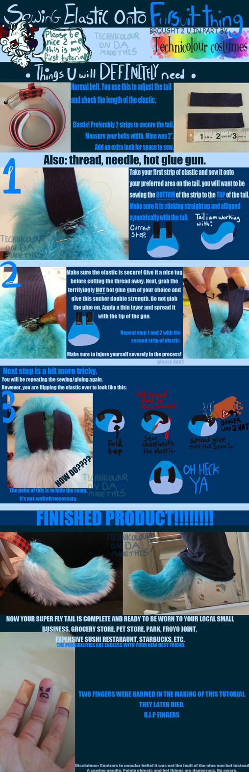 FURSUIT TUTORIAL: Sewing Elastic Onto Your Tail by TECHNlCOLOUR