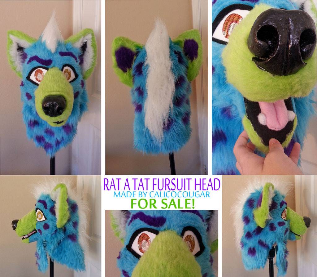 (SOLD) Sparkle Hyena Fursuit Head