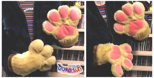 (FOR SALE) Tan Fursuit Handpaws With Pink Pawpads by danneroni