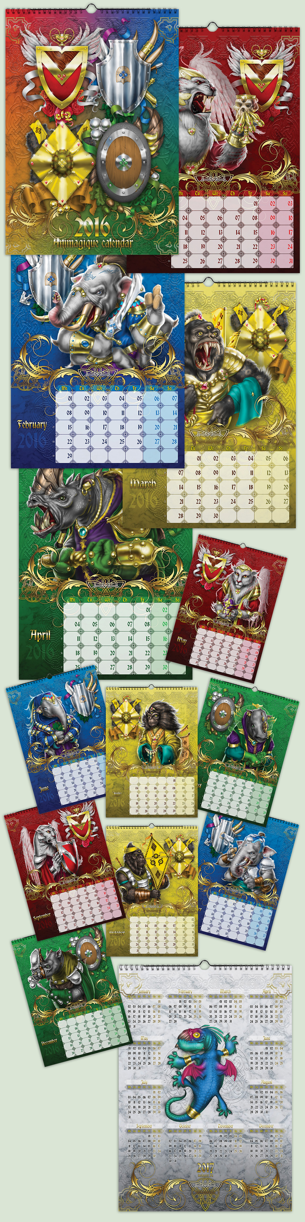 2016 wall calendar with the author's picture arts