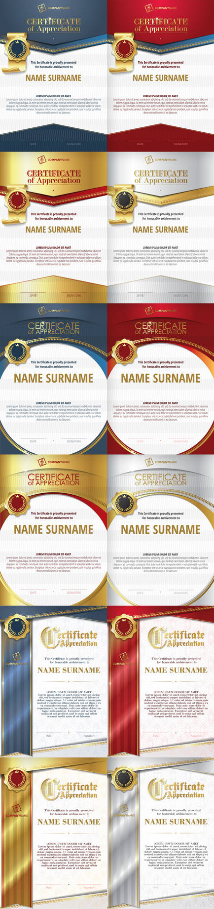 Templates of Certificate of Appreciation. Vector. by Inshader