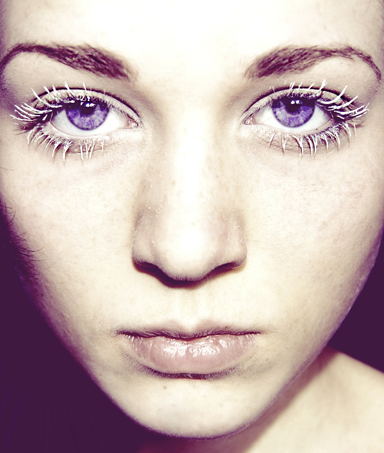 White eyelashes.