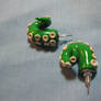 Green and Beige Tentacle Studs