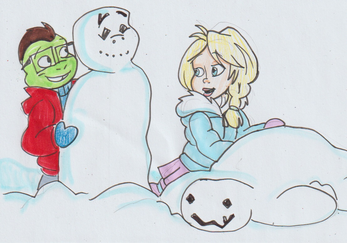 Crill and Millie in the snow