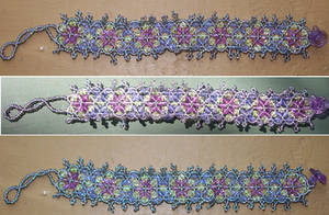 Purple Flowers Beaded Bracelet