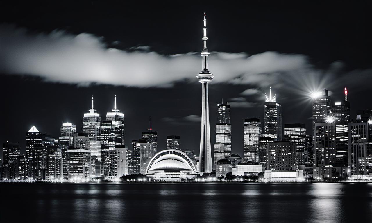 Monochrome of Toronto's Skyline at Night by Canon-Man1 on DeviantArt