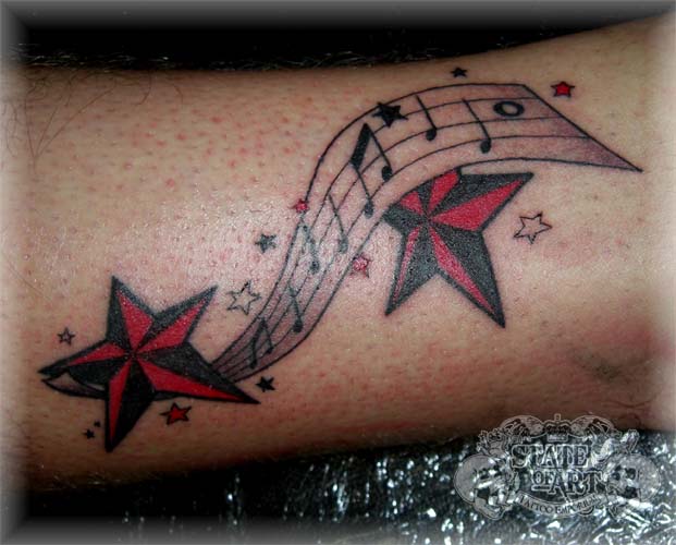 Music notes and stars