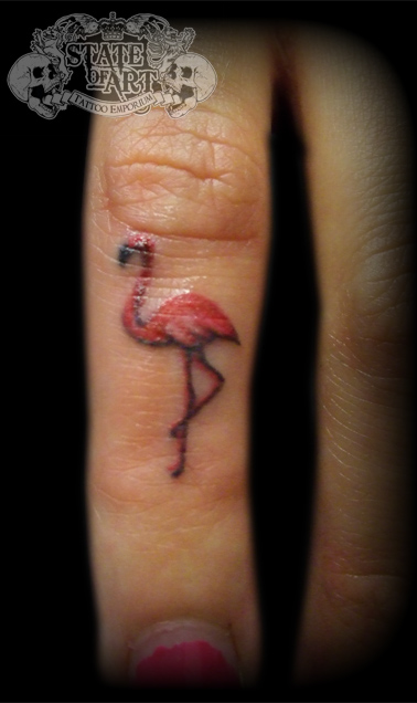 Flamingo on finger