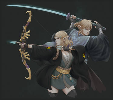 Samurai Zelda and Link