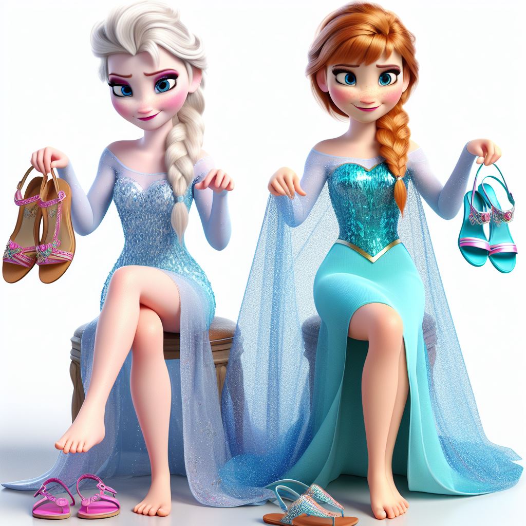 Help Elsa Elsa and Anna need your help with their sandals by aliengrey1 on DeviantArt