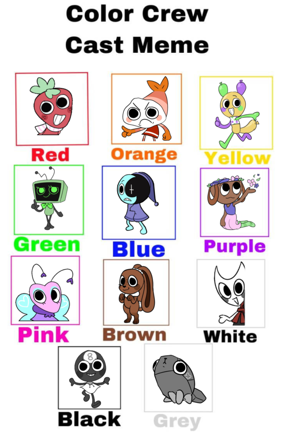 Color Crew Boo Boo Color Crew Cast Meme! by SellsGoodman on DeviantArt