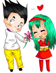 Bulla x Goten Chibi :) by Animeturtlecakes98