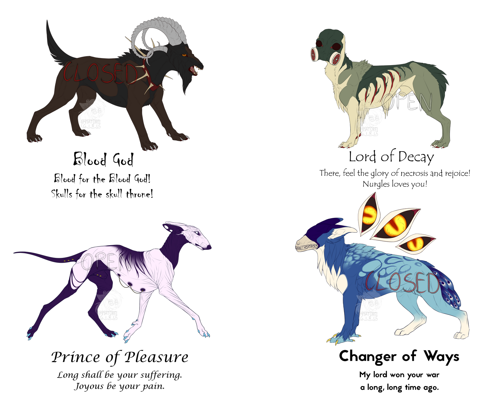 Chaos Gods Themed Creature Design - $15 (2/4 OPEN) by ImmatureGirl on