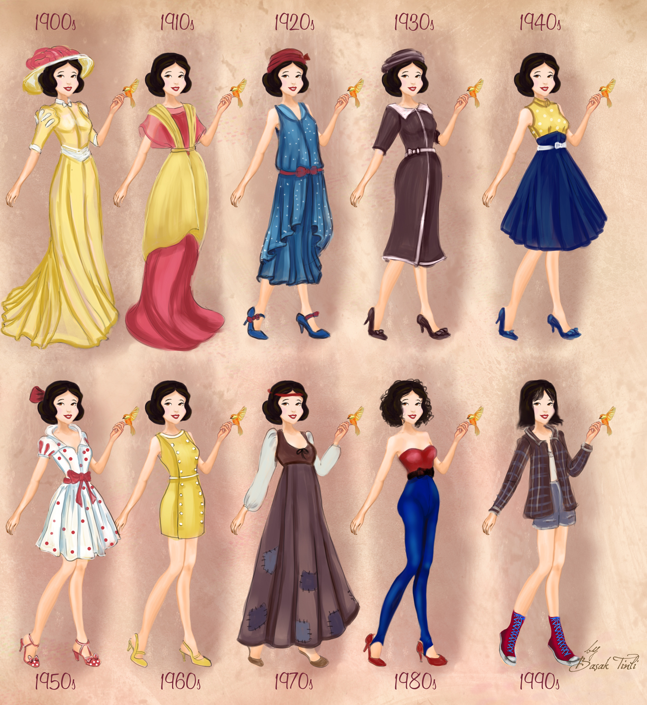 Snow White in 20th century fashion