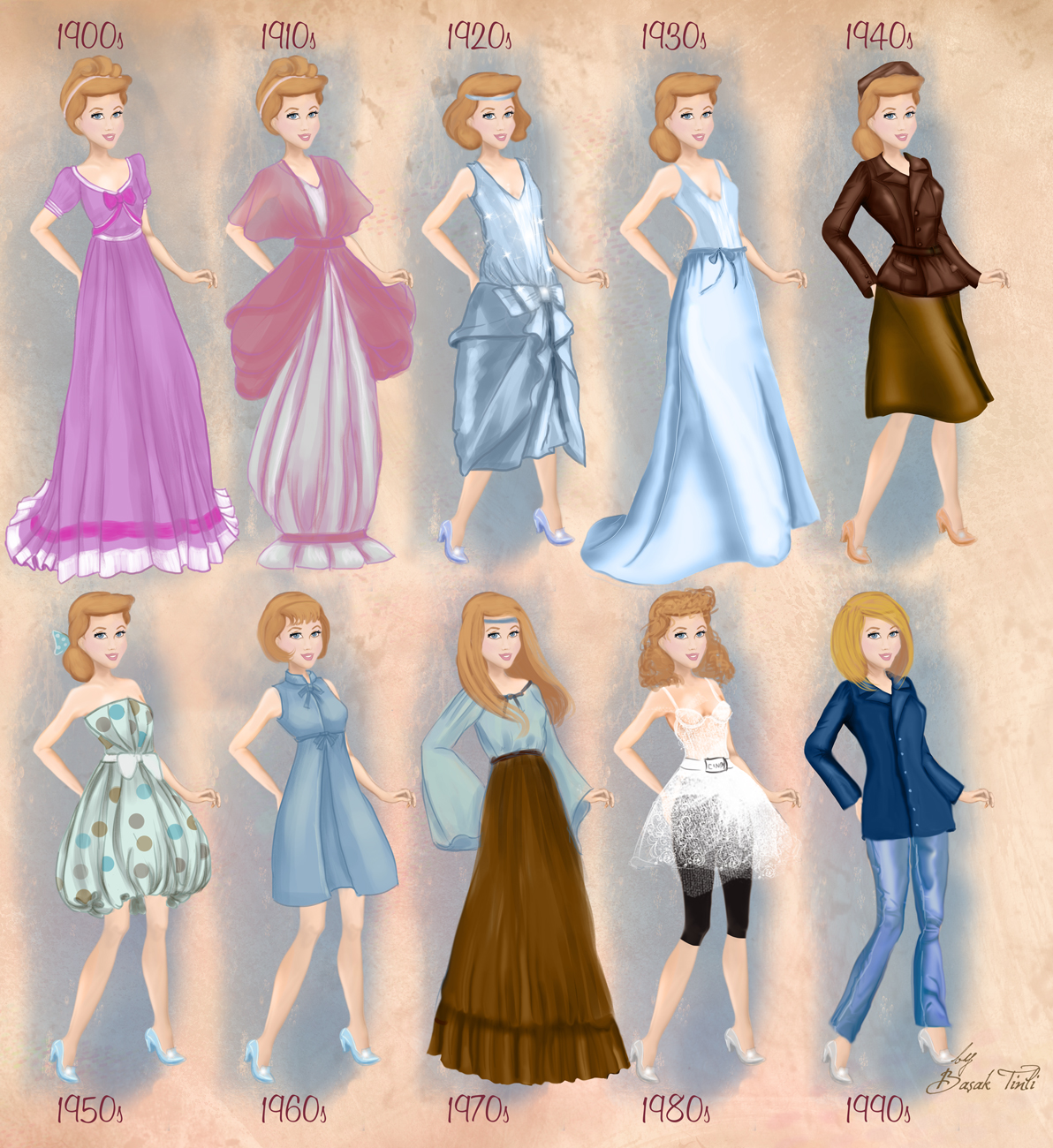 Cinderella in 20th century fashion