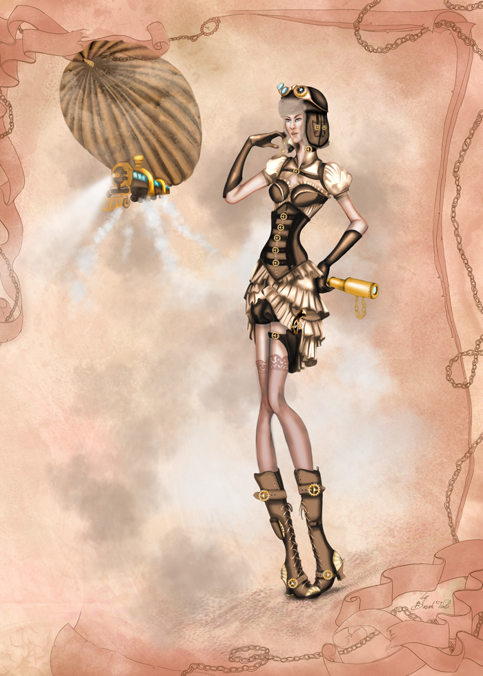 Steampunk Fashion Illustration by BasakTinli