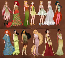 Disney Princesses in Fantasy Flowers Fashion