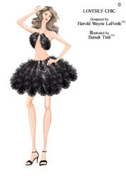 Fashion illustration commission of feather dress by BasakTinli