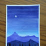 night landscape watercolor painting