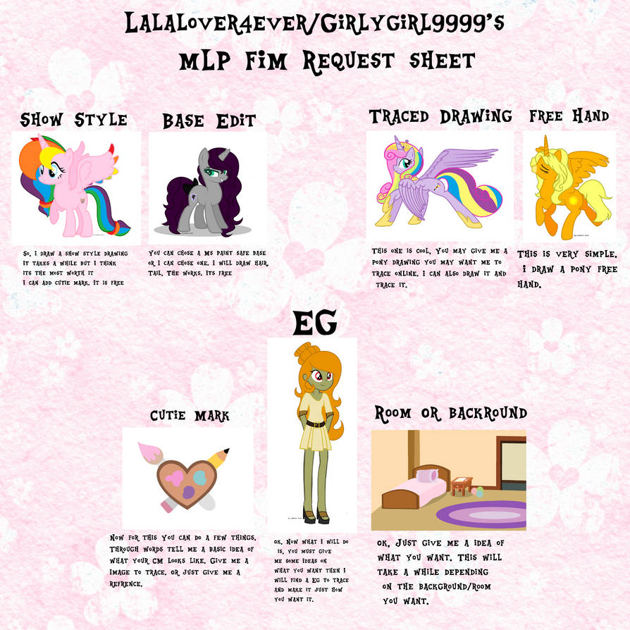 My Mlp Fim request sheet 2.0 CLOSED by Lalalover4everYT on DeviantArt