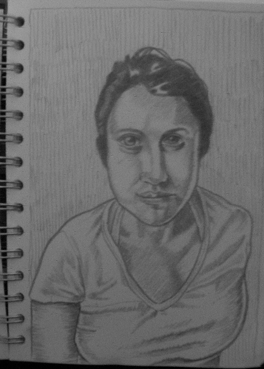 Pencil on paper portrait sketch.