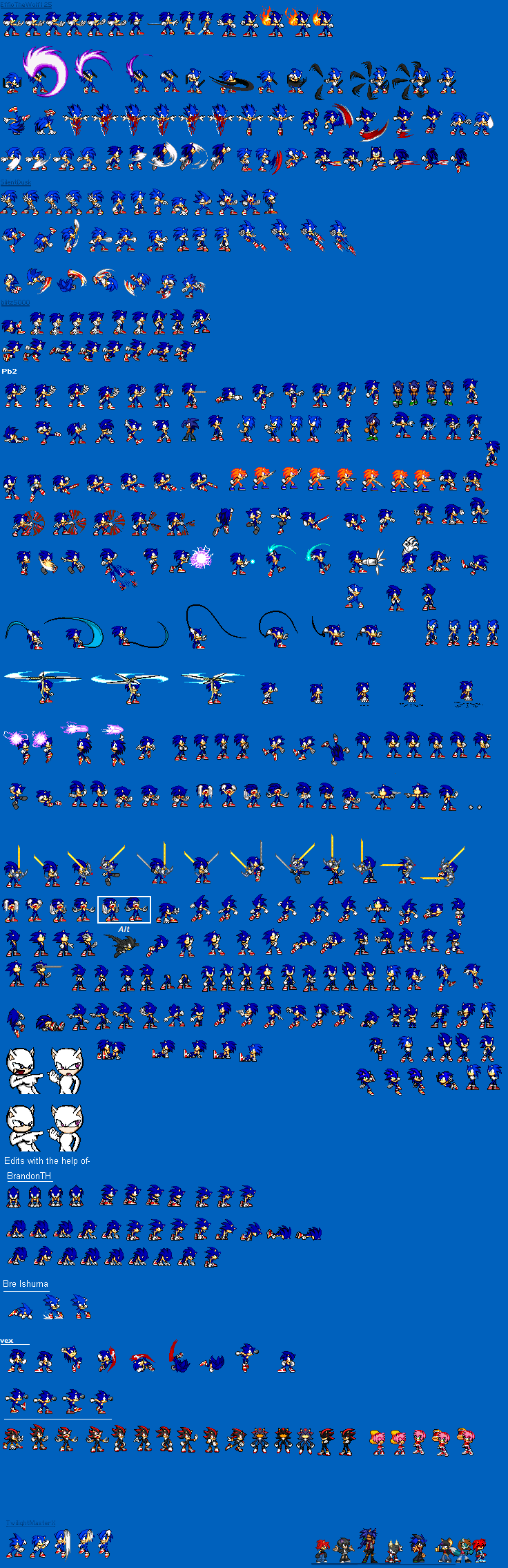 Sonic sprite sheet color palette by Phoenixfirewolf-12 on Newgrounds