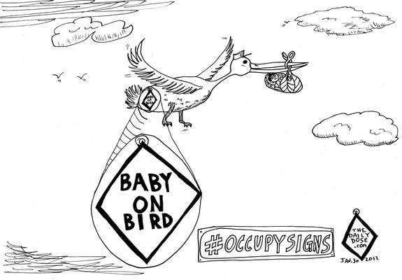 Baby on Bird cartoon
