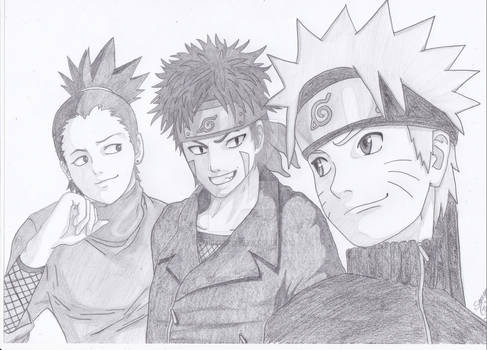 Shikamaru, Kiba, Naruto