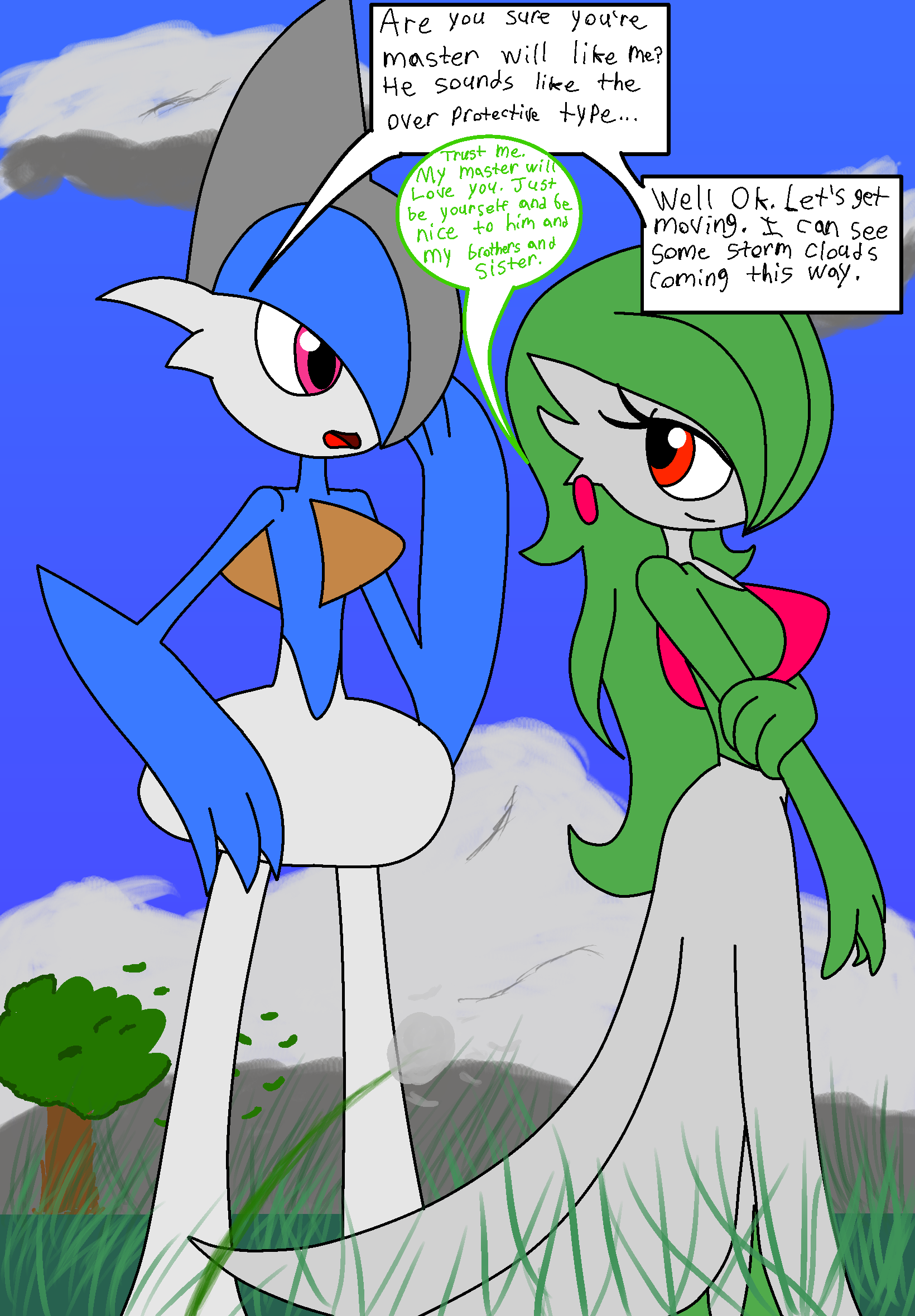 Gardevoir Shiny Gallade (Pokemon: No More Pain) by SonicFan1821 on  DeviantArt