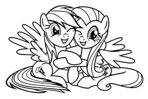 Fluttershy and Rainbow Dash Coloring Page