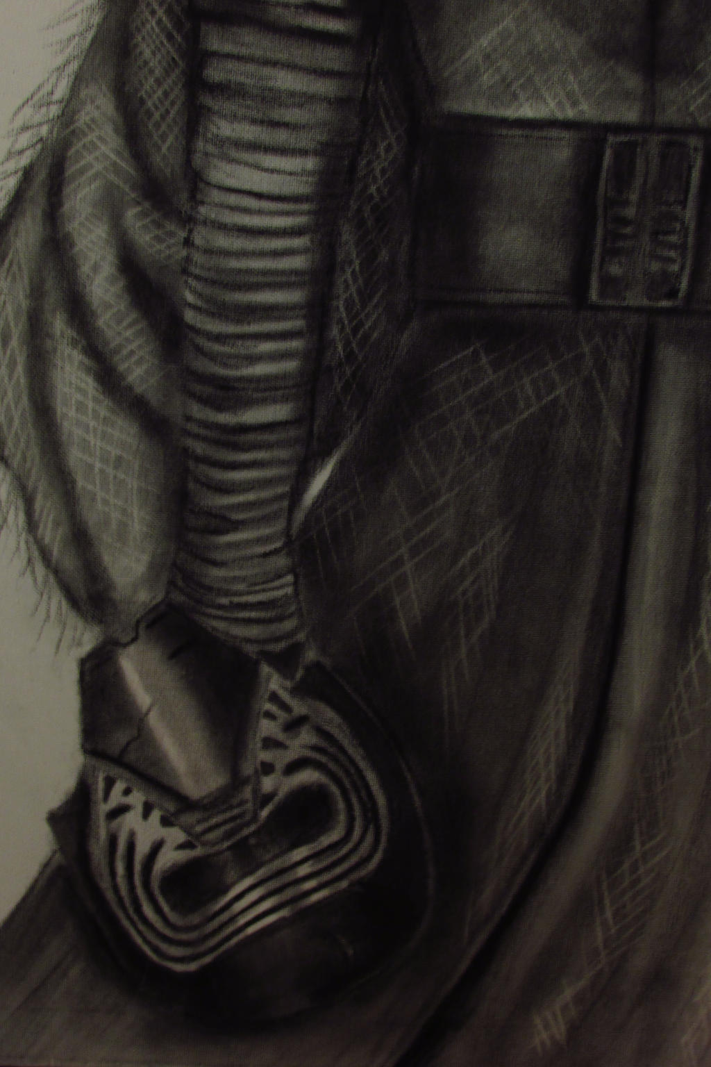 Kylo Ren in Charcoal on Canvas (Close up helmet)