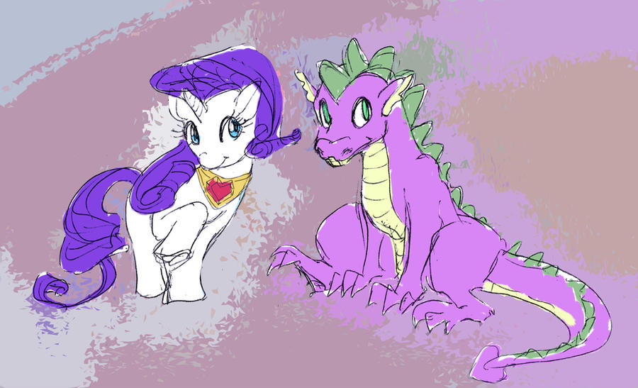 Older Spike and Rarity