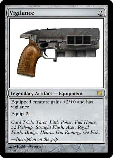 mtg gun cards MRC-025 Emerald Pistol (Rare) TCG Corner Vigilance (Gun) Magic Card by